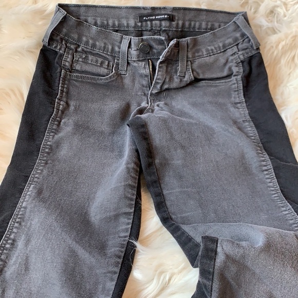 Flying Monkey Gray and Black Color Block Stretchy Jeans Size 25 - Picture 4 of 12
